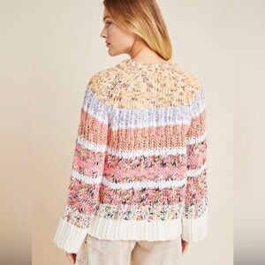 Anthropologie Kahlo Striped Chunky Knit Sweater Multi Color Size XL